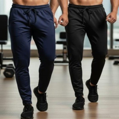 2 pcs combo Mens Trousers High Elastic Long Pants