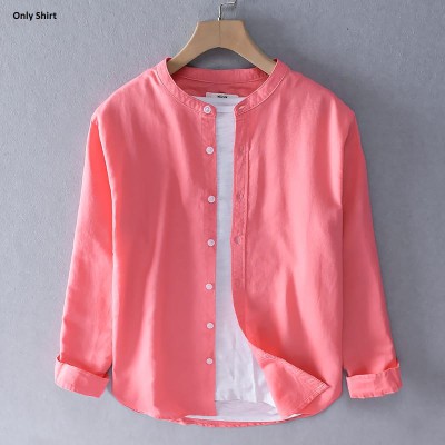 Ban Coller Shirt,Colour-Pink