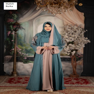 প্রিমিয়াম এমব্রয়ডারি বোরকা সেট See Green