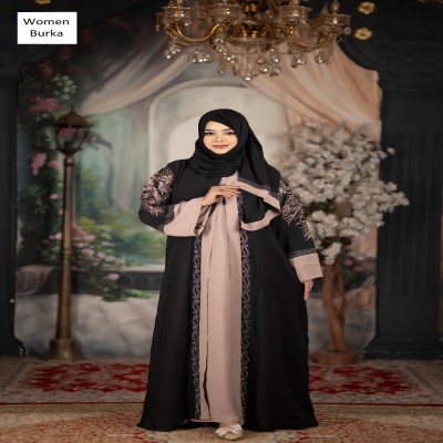 প্রিমিয়াম এমব্রয়ডারি বোরকা সেট Black