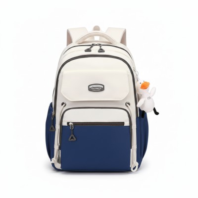 Middle , High , and College Students' Schoolbags Design 5  (White-Blue)