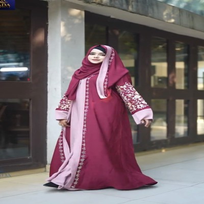 New এমব্রয়ডারি বোরকা সেট Red