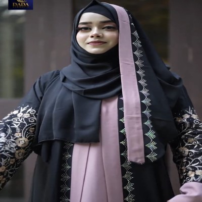 New এমব্রয়ডারি বোরকা সেট Black