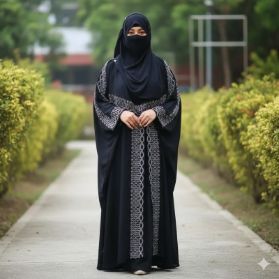 শাহজাদী প্রিমিয়াম Stone  বোরকা সেট  ( black )