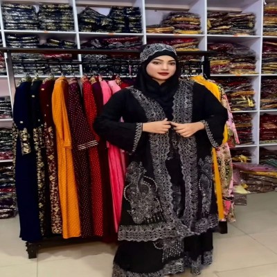 প্রিমিয়াম স্টোন বোরকা Black