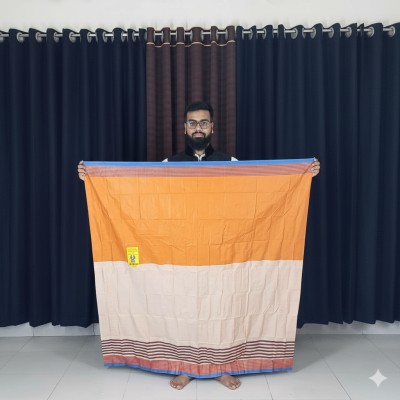 100% পিউর চিকন সুতার সেলাই করা লুঙ্গি  এক পিস Orrange