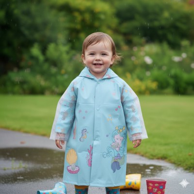 Beautiful Baby Rain Coat - Only Raincoat (Blue) multi design