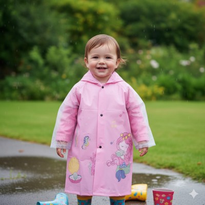 Beautiful Baby Rain Coat - Only Raincoat (Pink) multi design