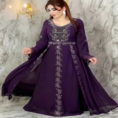 প্রিমিয়াম Stone  বোরকা সেট  ( Purple)