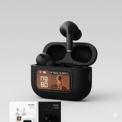 E9 Pro Touch AirPods with LED Display (ANC & ENC Supported) Black