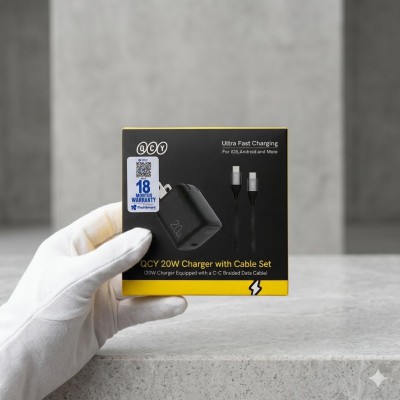 QCY 20W Charger with Cable Set Type-C to Type-C