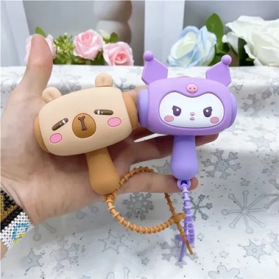 Cute PVC Sound-Making Hammer Toy Cartoon Capybara Clapping Feature Toy Panda Sound Feature Keychain Pendant Toy Collection