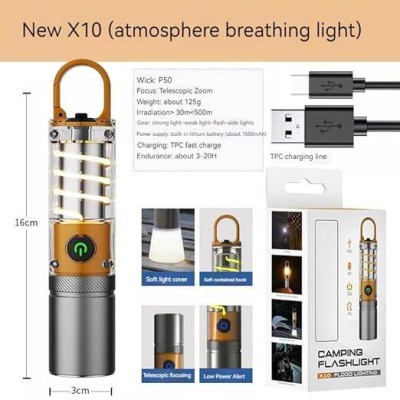X-10 USB Rechargeable Camping Flashlight